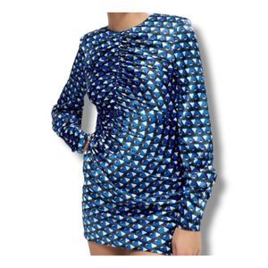 💥Bluish Geometric Print Dress by ZARA Sz M